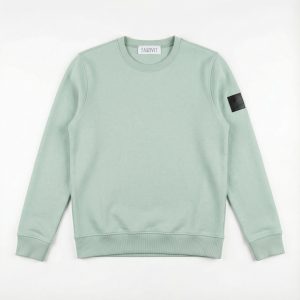 Hellgraues SNØVIT Sweatshirt Arctic La Goone, Vorderansicht, gerippter Rundhalsausschnitt.