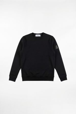 Schwarzes SNØVIT Sweatshirt Midnight Cøre, Vorderansicht, gerippter Rundhalsausschnitt.