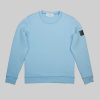Blaues SNØVIT Sweatshirt Deep Horizon, Vorderansicht, gerippter Rundhalsausschnitt.