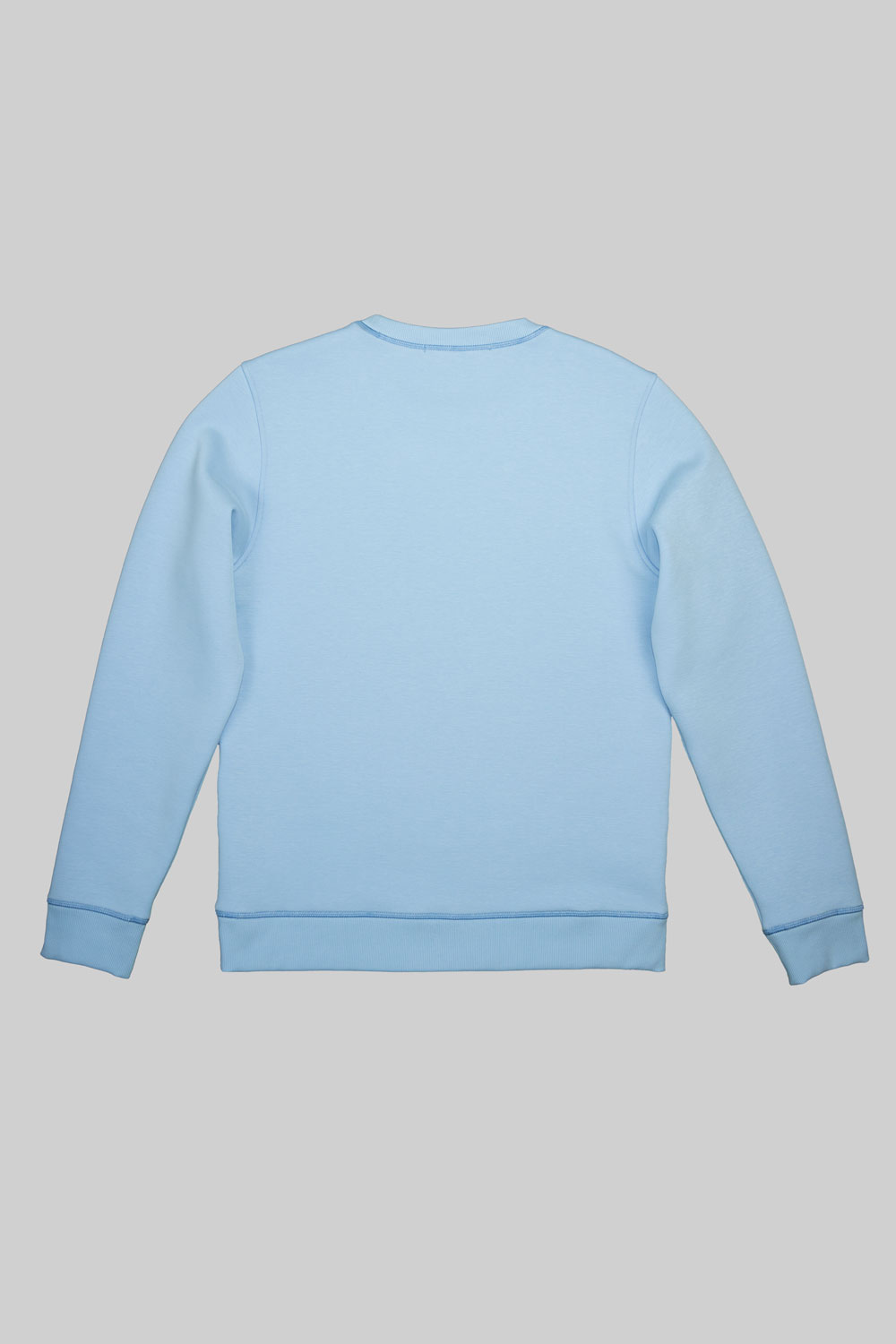 Blaues SNØVIT Sweatshirt Deep Horizon, Rückansicht, gerippter Rundhalsausschnitt.