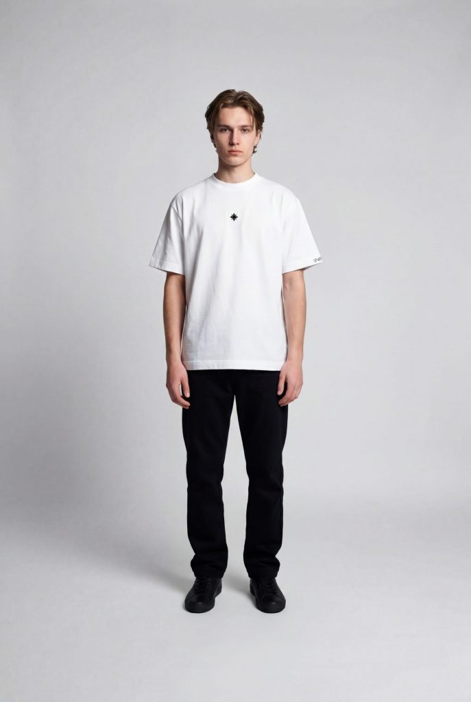 Model Weißes Tshirt ARCANE Shooting Front View